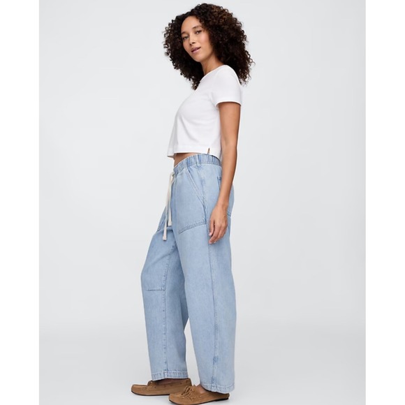 GAP Light Blue Wide-Leg Drawstring Jeans - Picture 2 of 11